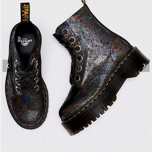 DOC MARTENS GUNMETAL IRIDESCENT CRACKLE BOOTIES SOFT SUEDE NEW W/O BOX SZ 7 US